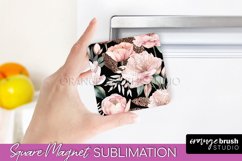 Pink Flowers Magnet Sublimation - Watercolor Magnet Design Product Image 1