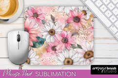 Floral Mouse Pad PNG - Pink Flowers Mousepad Sublimation Product Image 1
