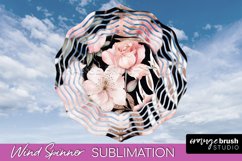 Pink Flowers Wind Spinner - Summer Wind Spinner Sublimation Product Image 1