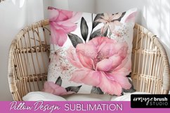 Watercolor Flowers Pillow Cover - Summer Pillow Sublimation Product Image 1