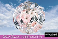 Pink Flowers Wind Spinner - Summer Wind Spinner Sublimation Product Image 1