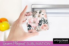 Pink Flowers Magnet Sublimation - Watercolor Magnet Design Product Image 1