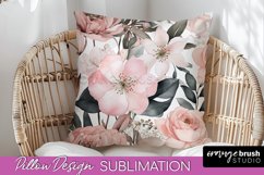 Watercolor Flowers Pillow Cover - Summer Pillow Sublimation Product Image 1