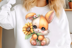 Watercolor Sunflower Animals Clipart Product Image 2