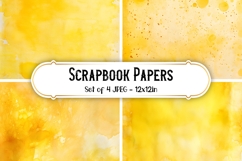 4 Watercolor Sunny Yellow Scrapbook Paper Backgrounds