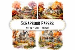 4 Watercolor Victorian Garden Backgrounds Scrapbook papers