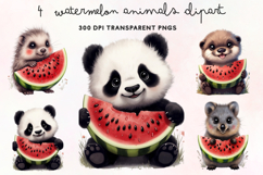 Watermelon Animals Clipart PNG Product Image 1