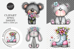 Whimsical Animal Flowers Clipart Product Image 1