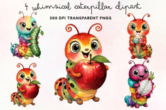 Whimsical Caterpillar Clipart PNG Product Image 1