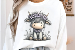 Whimsical Easter Highland Cow Clipart Product Image 2