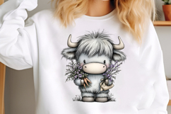 Whimsical Easter Highland Cow Clipart Product Image 3
