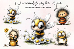 Whimsical Fuzzy Bee Clipart PNG Product Image 1