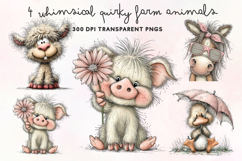 Whimsical Quirky Farm Animals Clipart PNG Product Image 1