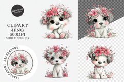 Whimsical Spring Dogs Clipart, Spring Dogs PNG Product Image 1