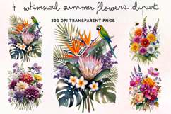 Whimsical Summer Flowers Clipart PNG Product Image 1