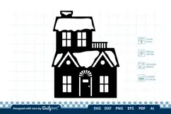 Winter House SVG | Cozy Snowy Cabin Cut File Product Image 1