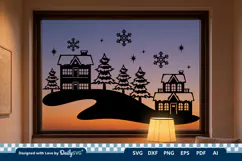 Winter Village Decal SVG | Snowy Christmas Scene Cut File Product Image 3