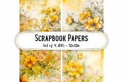 4 Yellow Vintage Rose Paper Backgrounds Scrapbook papers