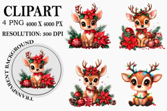 Christmas Reindeer Clipart Watercolor PNG Product Image 1