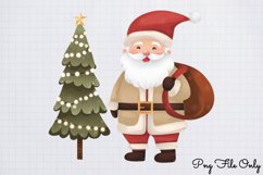 Cute Boho Christmas Watercolor Clipart PNG Product Image 1