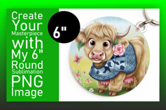 Bright Circle PNG Car Coaster Template , Cute Cow Product Image 1