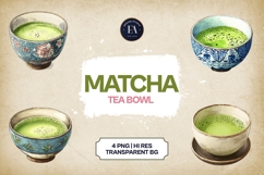 Matcha Tea Bowl Clipart Bundle 4 PNG Product Image 1