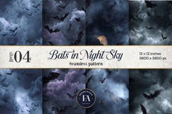 Bats Night Sky Pattern, Dark Gothic Bat Seamless Paper Product Image 1