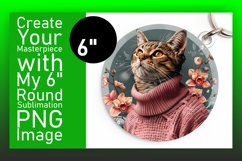 Purrfectly Playful Sublimation Circle Design Keychain Product Image 1