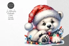 Christmas clipart, Polar bear clipart, Holiday clipart Product Image 1