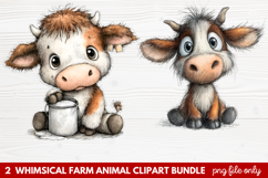 Whimsical Farm Animal Clipart | Cute Farm Animals PNG Set Product Image 1