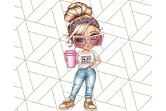 Sassy Mom Coffee PNG Clipart, Messy Bun Mom Life PNGs Product Image 4