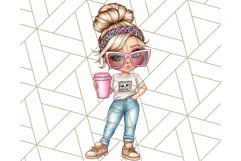 Sassy Mom Coffee PNG Clipart, Messy Bun Mom Life PNGs Product Image 4