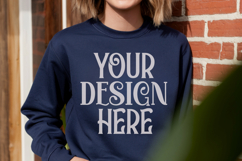 Navy Gildan 18000 Mockup, Sweatshirt Crewneck Mockups Product Image 1