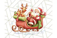 Santa Sleigh Ride Clipart PNG, Flying Reindeer Christmas Art Product Image 4
