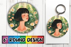 Sublimation Round Design Keychain Boho Praying Art Product Image 1