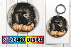 Spooky Halloween Round Design with Cat for Sublimation Product Image 1
