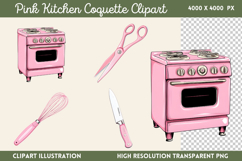 Pink Kitchen Coquette Kitchen Clipart PNG, Product Image 1