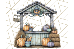 Fall Market Stall Clipart PNG, Rustic Autumn Clip Art Product Image 4