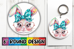 Cozy Circle Keychain Design PNG, Easter Bunny Product Image 1