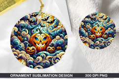 Pumpkin Stained Glass Ornament PNG, Digital Download File Product Image 1