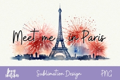 Eiffel Tower Fireworks Sublimation Design Paris PNG Clipart Product Image 2