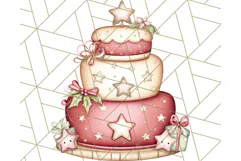 Christmas Cake Clipart PNG, Cottagecore Holiday Desserts Product Image 4