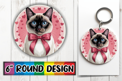 Blissful Round Sublimation Ornaments PNG, Cat Valentin's Day Product Image 1