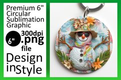 Summer Christmas Snowman Round Design Winter Magic Keychain Product Image 1