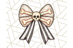 Muted Halloween Bow Clipart, Fall Ribbon PNG Autumn Hair Bow Product Image 4
