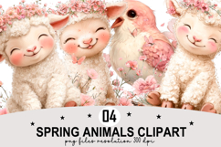 Spring Animals Clipart Watercolor Clipart png Product Image 1
