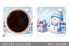 Cute Snowman Coaster Sublimation. Christmas Coaster Design Product Image 1