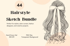 Hairstyle Sketch PNG Bundle, Fashion Hair Drawing Clipart Product Image 1