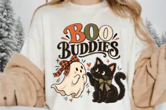 Boo Buddies Halloween PNG, Cute Ghost and Black Cat Spooky Product Image 2