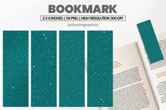 Teal Glitter Bookmark PNG, Bookmark Sublimation Product Image 1